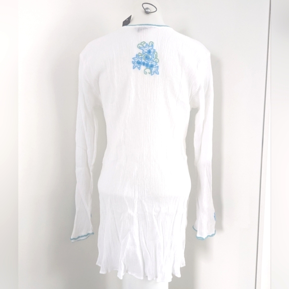 SULU  COLLECTION NWT White Cotton Tunic With Beaded/Embroidered Detailing; Size - Picture 5 of 13